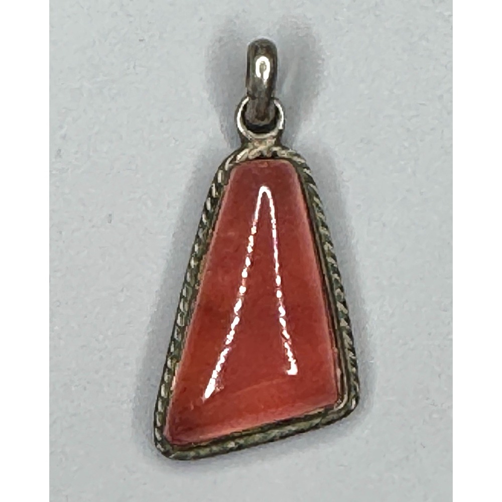 Mexican 900 Silver Red Chalcedony Agate Pendant Handcrafted Vintage